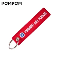 pompom emboridery finnish air force keychain ring for motorcycles and cars oem keychain key fobs fashion jewelry sleutelhanger