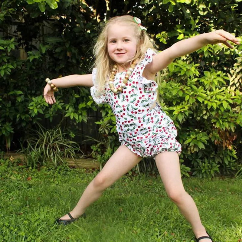 Детский комбинезон с рукавами-крылышками и принтом для маленьких девочек на лето