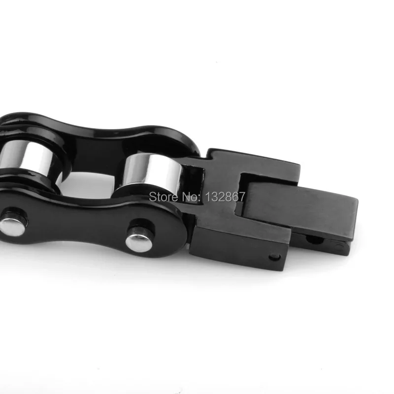 Мужской потрясающий черный хромированный Байкерский браслет-цепочка из