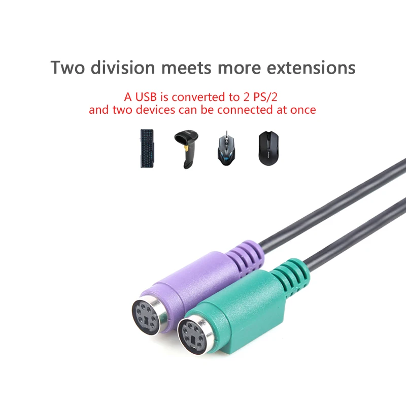 1pcs Hot Sale USB Male to Female 6Pin 6 Pin for PS/2 PS2 Extension Cable Y Splitter Adapter Connector Keyboard Mouse Scanner - купить по