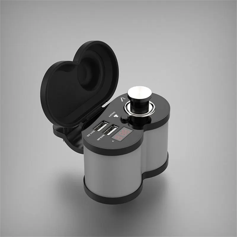Gray QC 3,0 Быстрая зарядка 5 в 3.0A/1.5A двойной USB мотоцикл прикуриватель USB зарядное устройство с Вольтметр дисплей времени с вкл/выкл - Цвет: Gray