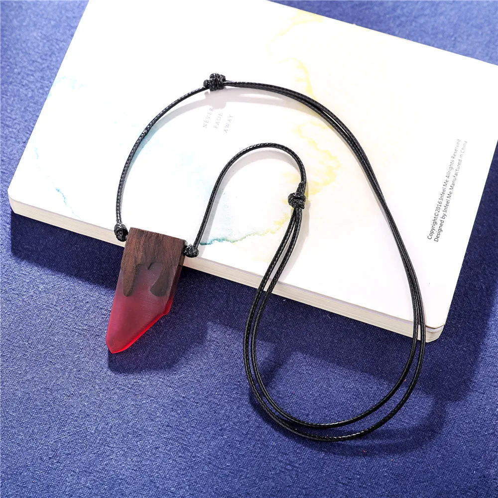 Женское колье чокер из дерева и смолы длинное ожерелье ручной работы колье|long
