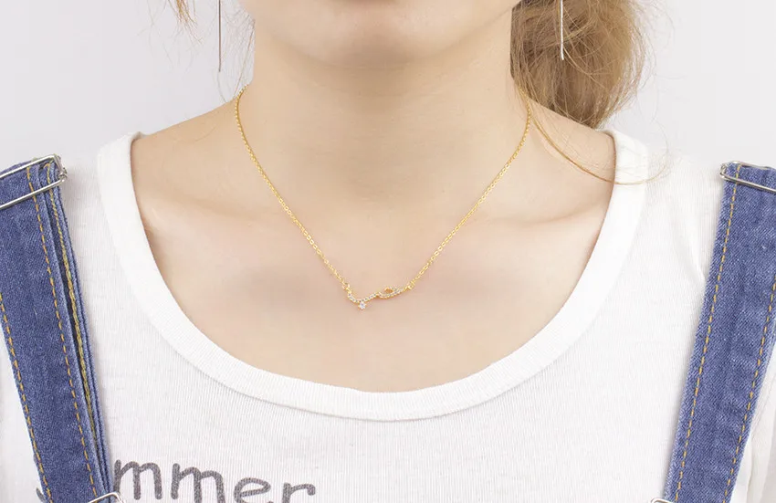 V Attract Wedding Bride Jewelry CZ Zirconite Geometric Pendant Necklace Vintage Simple LOVE Long Bar Choker Necklace