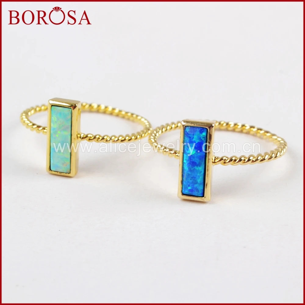 BOROSA 10 шт Rize 7 золотых ободков прямоугольные японские опаловые кольца белый/синий