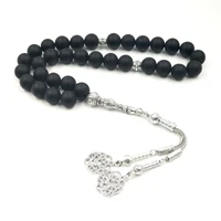 natural frosted black agates 33 tasbih muslim misbaha mans onxy prayer beads 33 66 99beads stone rosary