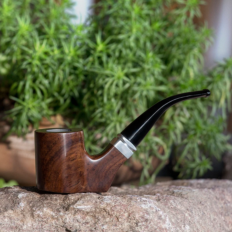 Top Grade Ebony Wood Pipe with 9mm Filter, Smoking Tobacco Pipe - Free Tools Gift Set, Flat Bottom Wooden Pipe, Smoking Pipe image 6