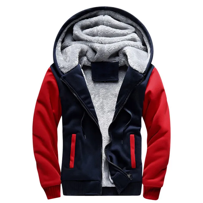 red W02 Зимние мужские куртки, Флисовая теплая Толстая парка с капюшоном, бархатные ветрозащитные пальто, кардиган, толстовки с капюшоном на молнии, мужская куртка с капюшоном - Цвет: red W02