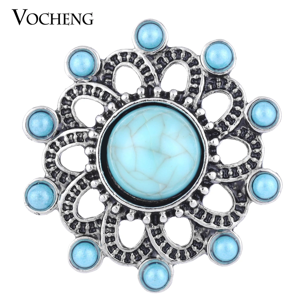 

Vocheng Ginger Snap Button 18mm Vintage Hollow out Round Blue Bead Vn-1131