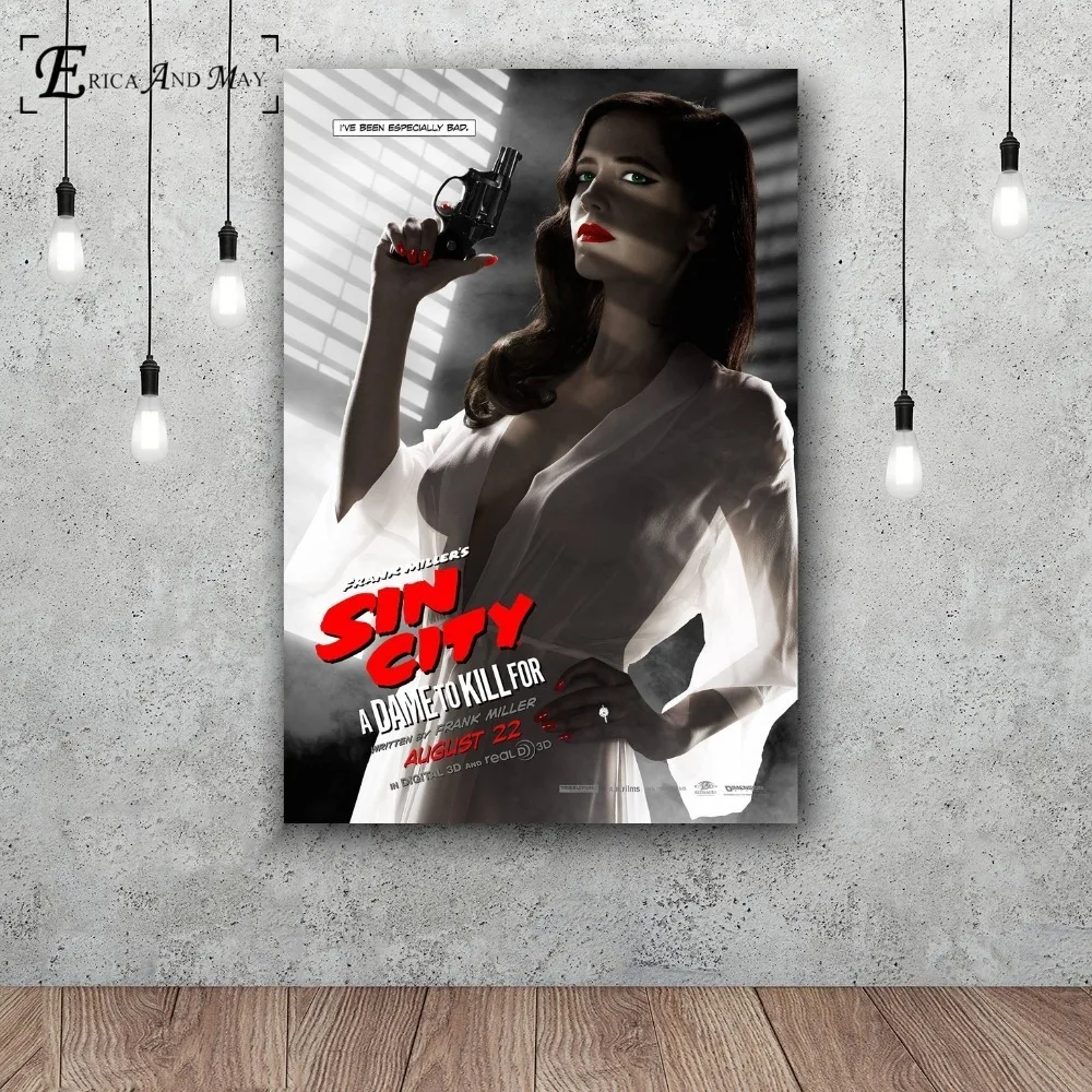 Sin City 2 фильм сексуальный эва Зеленый Холст принты Современная живопись плакаты