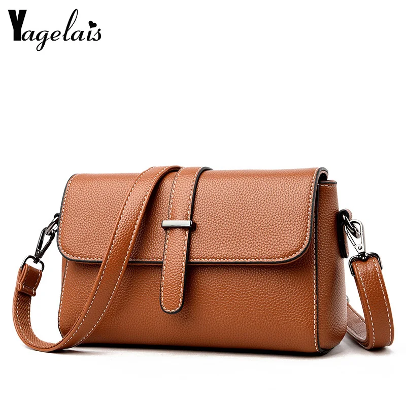 

Women Leather Crossbody Bag For Ladies Messenger Shoulder Bag Handbag Fold Cover Flap Envelope Female Sac A Main Vintage Bags