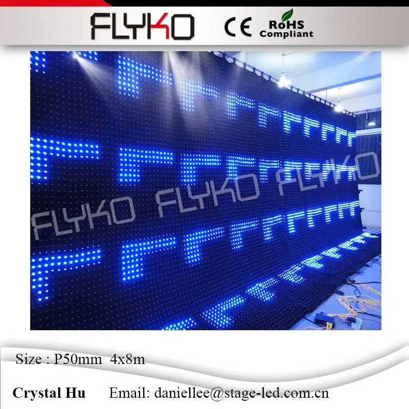 2016 FLYKO горячий новый фонарик P50 мм led видео занавес украшение на сцене 4x8 м | Лампы и