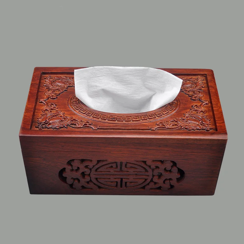 

Carved Solid Wood Tissue Box Living Room Napkin Carton Creative Drawing Cartons Chinese Style Home Wood Paper Box