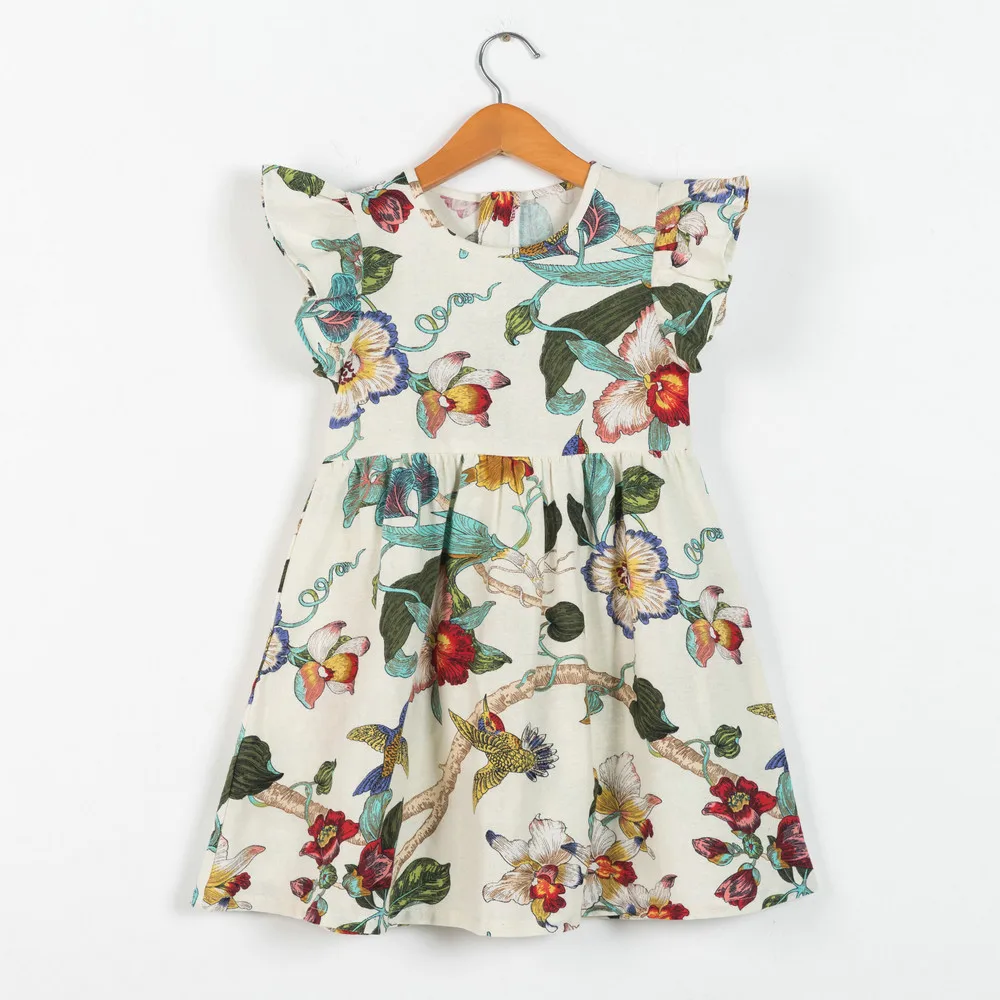 2018 летнее платье для девочек платья принцессы с цветочным принтом маленьких