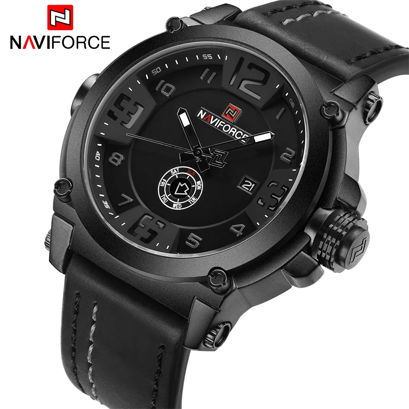 NAVIFORCE 9099 мужские часы Топ бренд класса люкс спортивные кварцевые часы с кожаным ремешком Мужские Водонепроницаемые наручные часы Relogio Masculino