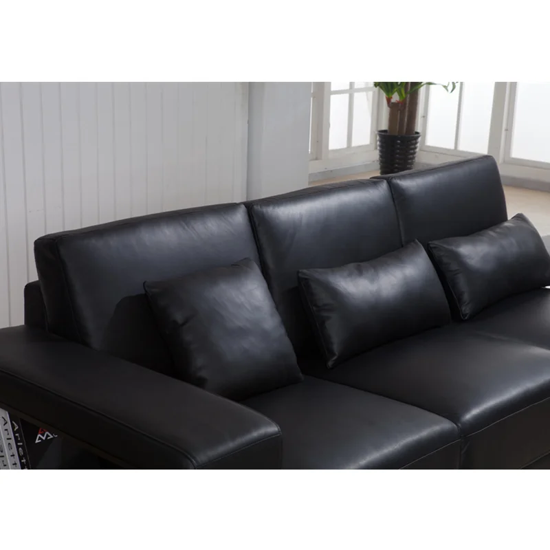 Черный простой дизайн роскошный кожаный диван итальянская мебель|Наборы для