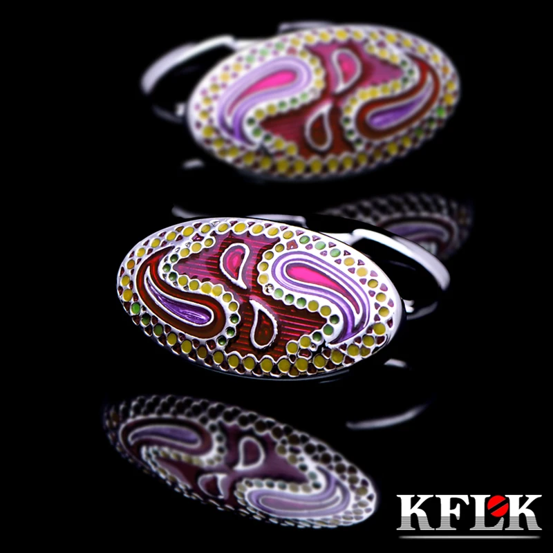 

KFLK Роскошные 2020 запонки для рубашки для мужчин брендовые Запонки Эмалированные запонки высококачественные художественные узоры ювелирные...