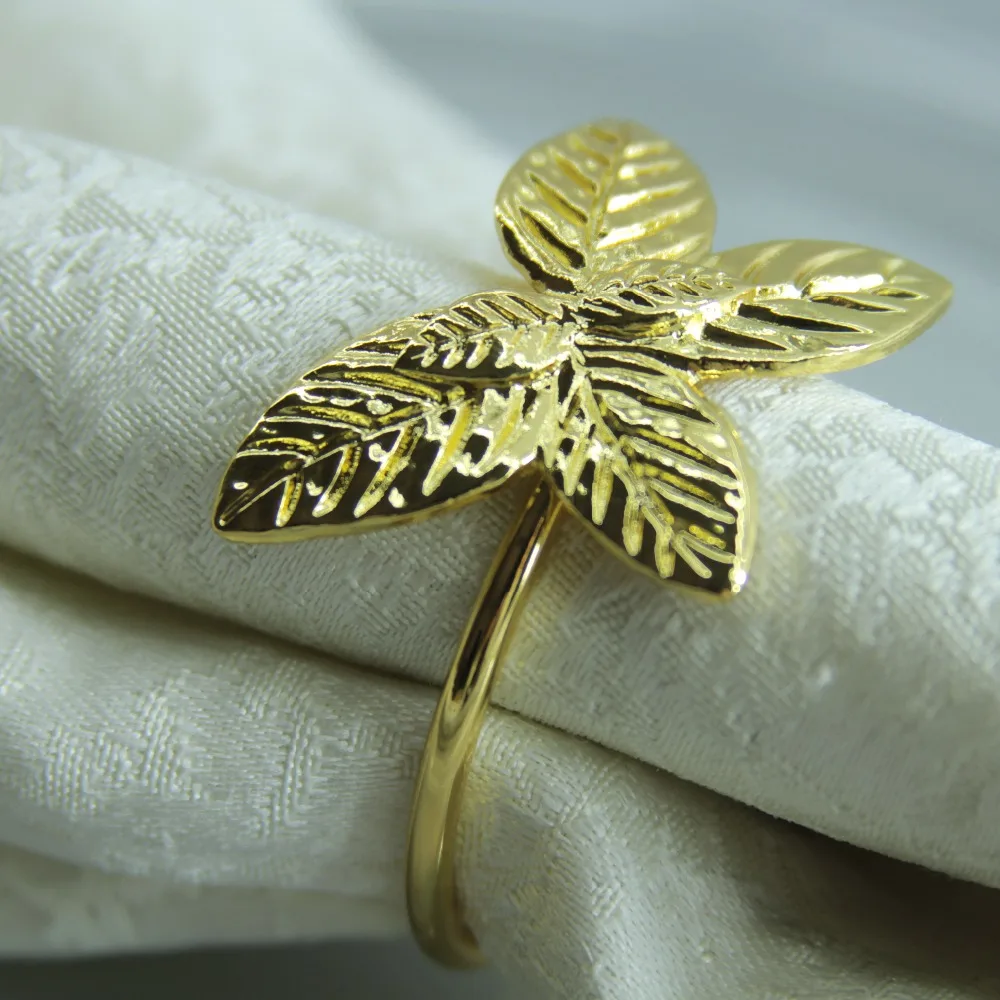 

qn19032901 free shipping metal leaf napkin ring wedding holiday decoration many colors napkin holder 12 pcs