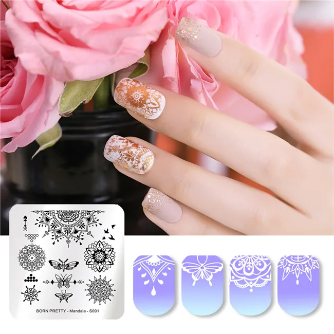 Mandala S001 1 Шт. Born pretty различные геометрическые фигуры ногтей штампа шаблон плиты, прямоугольный ногтей штампа плиты BPX-L017-L023 - Цвет: Mandala S001
