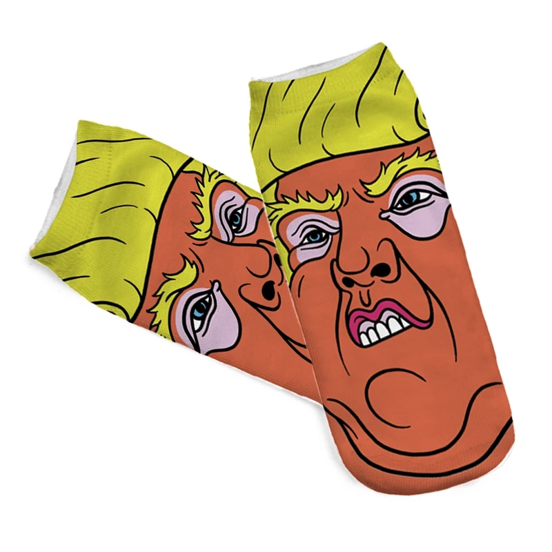 

2018 new funny 3d print socks cute 3D white Trump bugged Unisex Socks Hot women Mujer unisex Fashion Sox catton cat sock