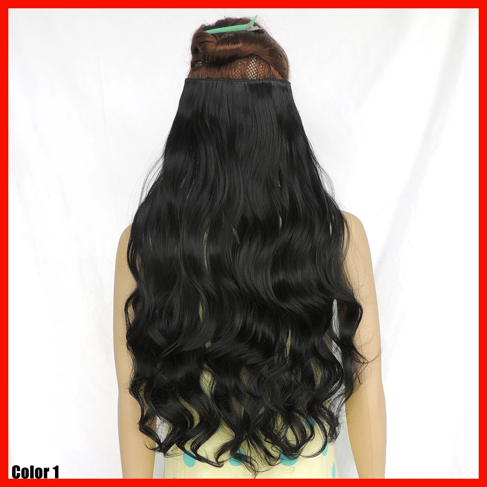 Cabelo синтетического или мега наращивание волос синтетический 5 clip in extension piece jet black