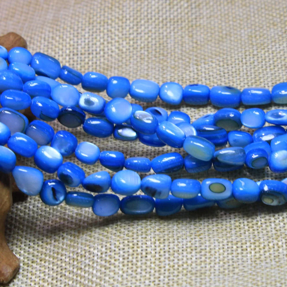 Оптовая продажа гравий натуральная раковина 5 8 мм краска морские синие Бусины