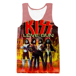 YX GIRL дропшиппинг самый популярный модный жилет с 3D принтом Kiss band хип-хоп мужские повседневные топы ZV260 - Цвет: color as the picture
