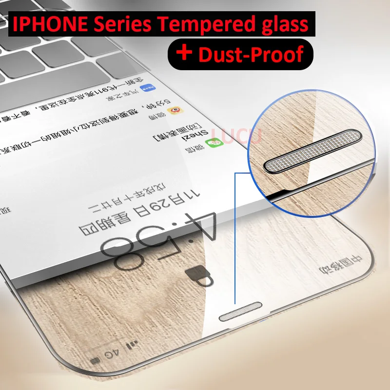 9 H полное покрытие из закаленного стекла для iphone X XS MAX XR Защитная пленка для экрана iphone 6 6 S 7 8 Plus Пылезащитная металлическая сетка