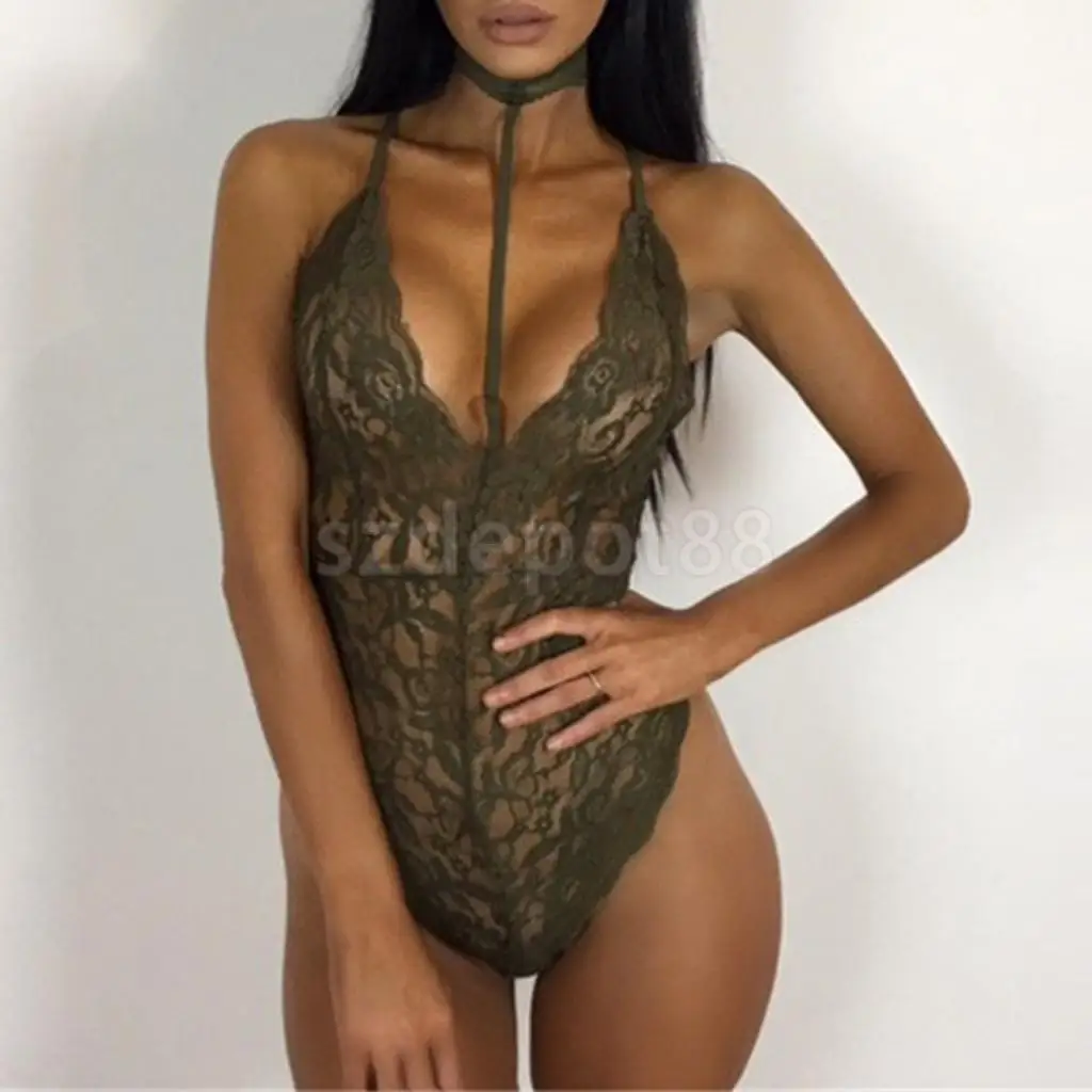 Сексуальное женское кружевное цельное чокер Тедди белье Babydoll кружевные топы