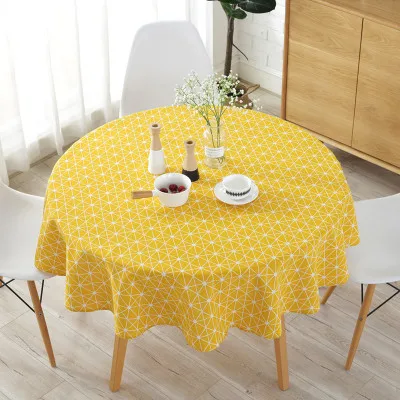

Nordic polyester cotton round tablecloth, colored cotton and linen printed tablecloth tablecloth