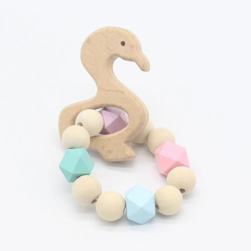 Безопасный деревянный Прорезыватель для зубов детей с изображением животных из