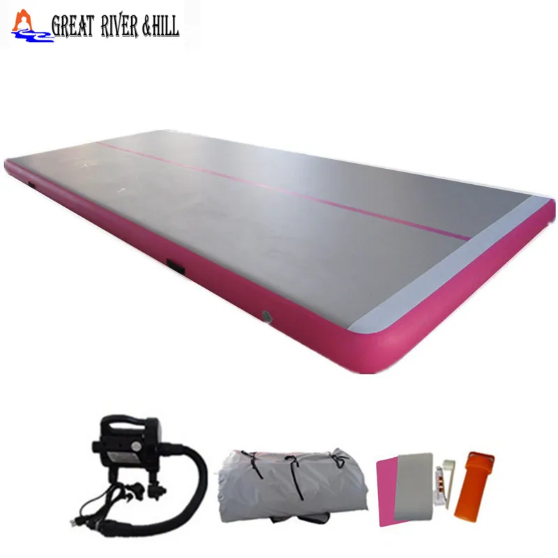 

Great river hill gymnastic mat inflatable air track durable mat pink 8m x 1.8m x 15cm