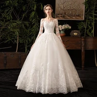 2021 full sleeve lace wedding dresses new luxury muslim ball gown wedding dress custom made vestido de noiva x