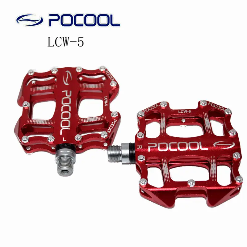 

Clearance sale CNC alloy anti-slip MTB mountain bike pedal ultralight road bicycle pedals sealed bearing cycling parts LCW-5 red