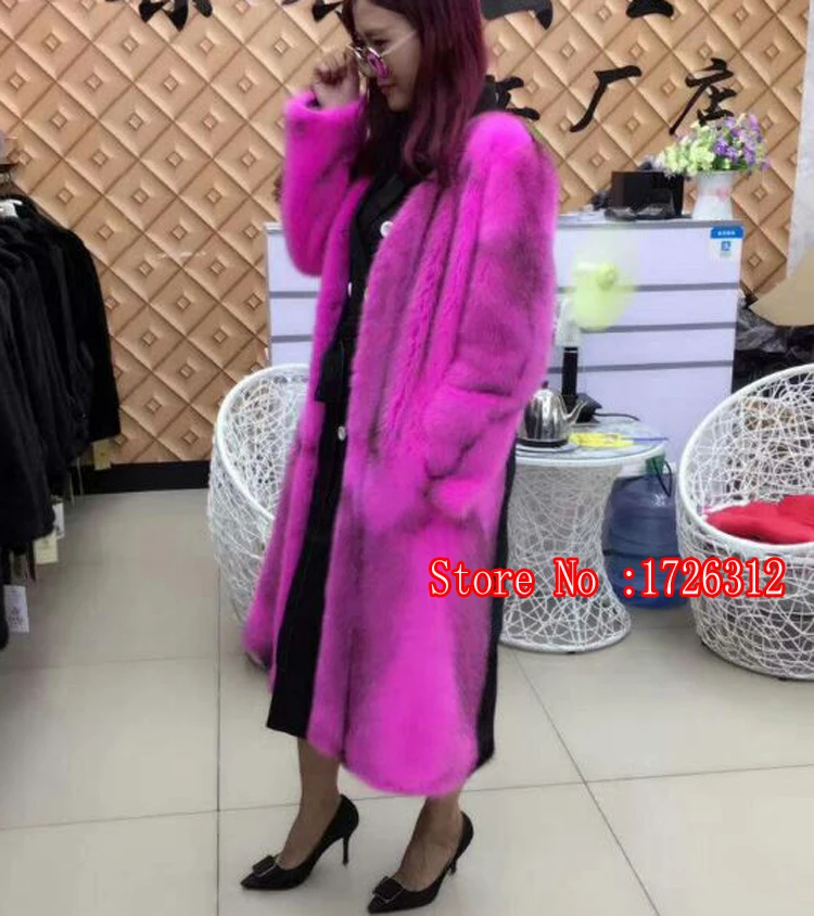 Женское пальто из натурального меха норки зимнее женское теплая длинная розово