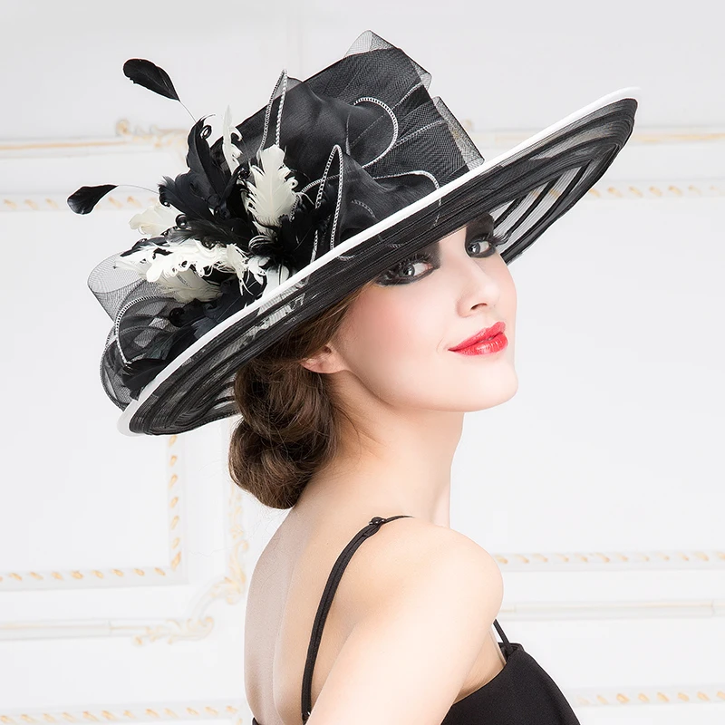 Шляпа из органзы для женщин модная фетровая шляпа с широкими полями