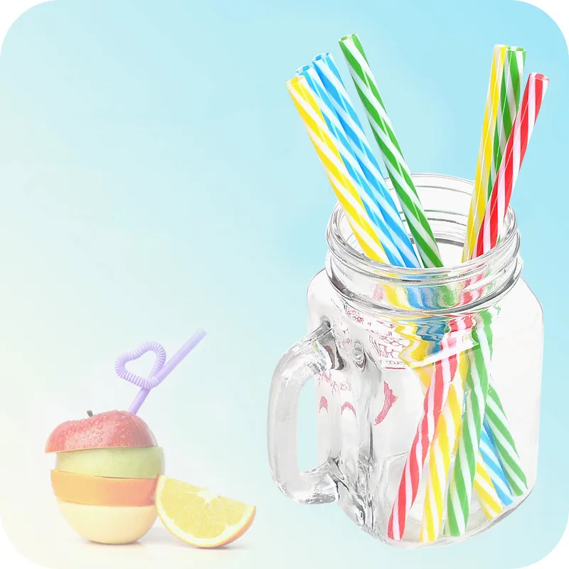 10 шт. полосатые соломинки нетоксичные одноразовые цветные пластиковые для сока