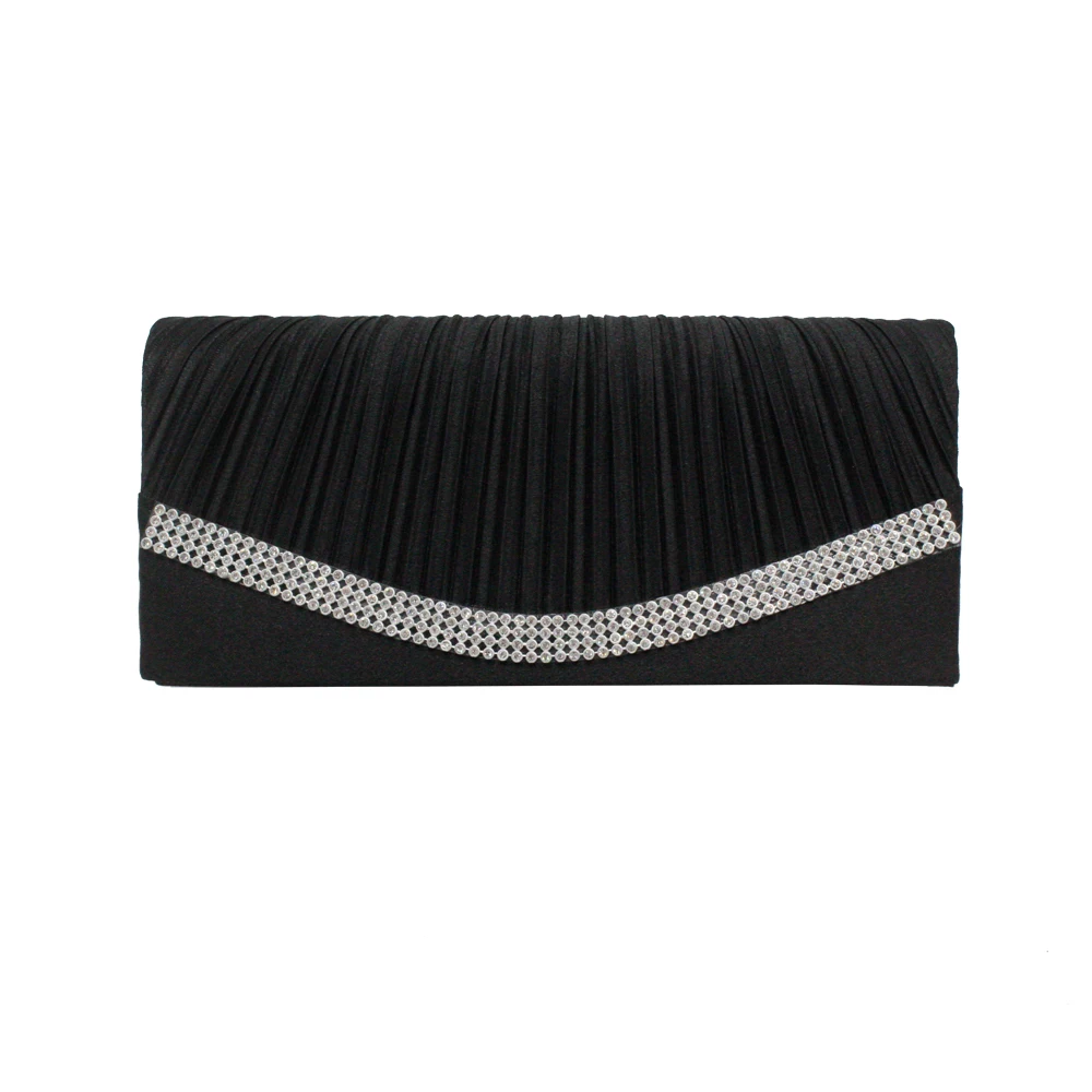 European American diamante clutch bag pleated drape satin evening for lady girl woman | Багаж и сумки