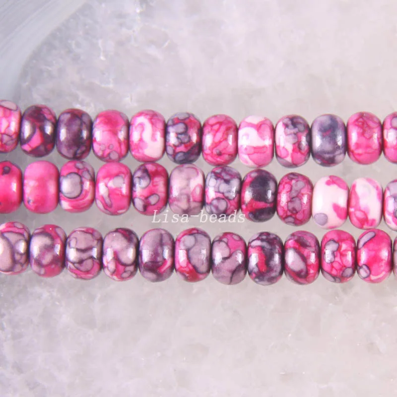 Бесплатная доставка Модные ювелирные изделия 5x8 мм Фиолетовый морской Jaspe Abacus