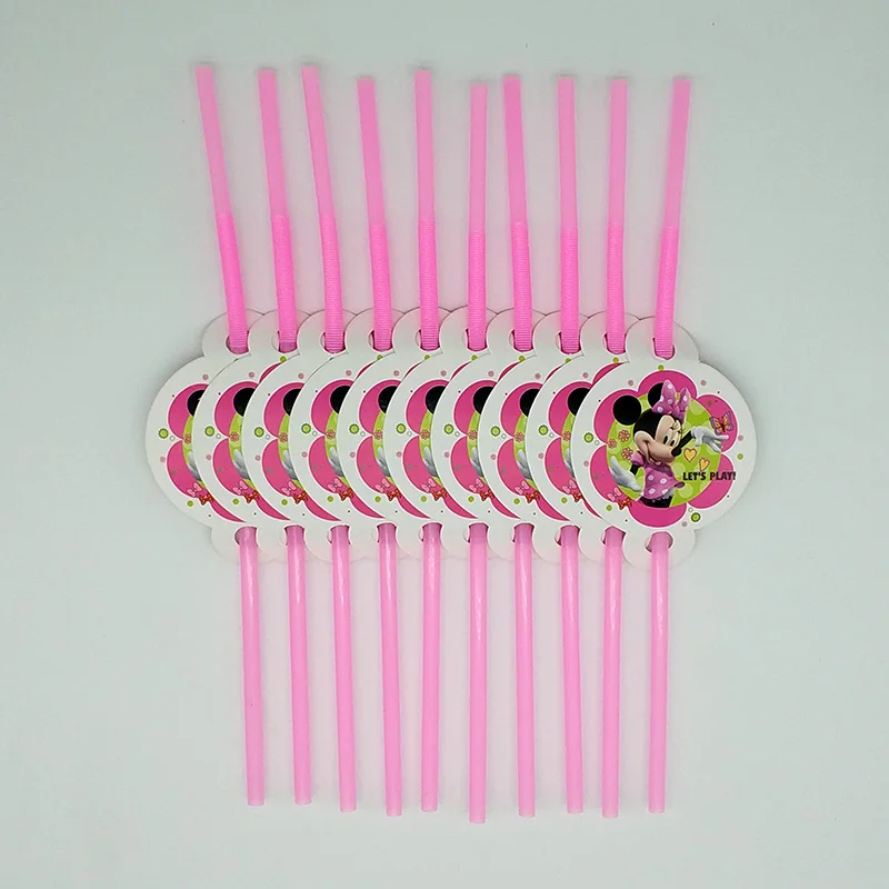 61Pcs/set minnie mouse Theme 20plates + 20cups+ 20straws+1Tablecloth happy birthday party supplies for kids | Дом и сад