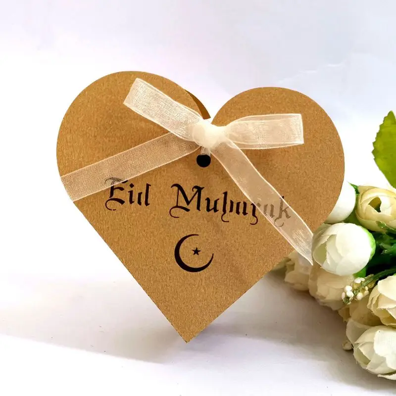 25 шт. коробка конфет для шоколада с сердечком лентой Happy Eid Mubarak Ramadan вечерние