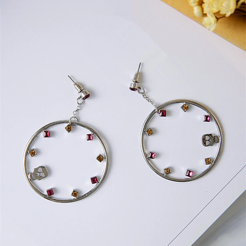 Дорин коробки сплава серебряная шпилька Круглый Многоцветный горный хрусталь