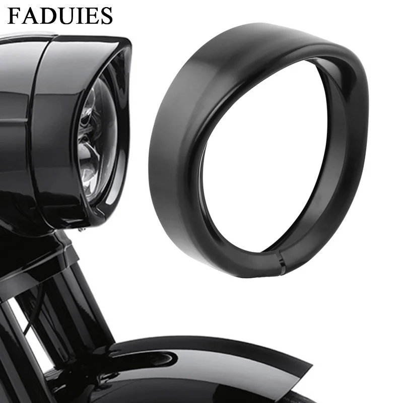 

FADUIES Free shipping 7 inch Black/Chrome Visor Style Headlamp Trim Ring For harley fit Fat Boy/Road King