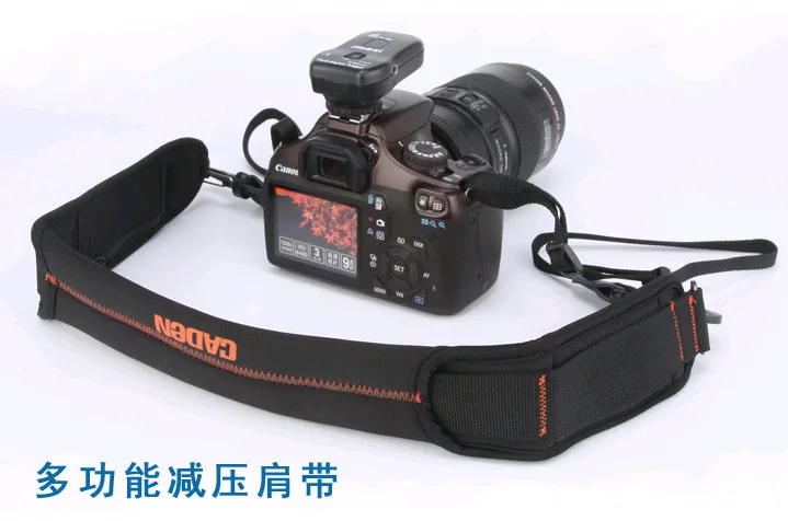 Ремень наплечный CADeN для цифровой видеокамеры быстросъемный черный сетчатый