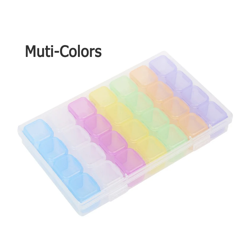 Muti Colors 28 слотов коробки набор Органайзер контейнер для хранения Чехол для DIY дизайн ногтей Стразы ювелирные изделия бусины Маникюр Аксессуары дисплей инструменты - Цвет: Muti Colors