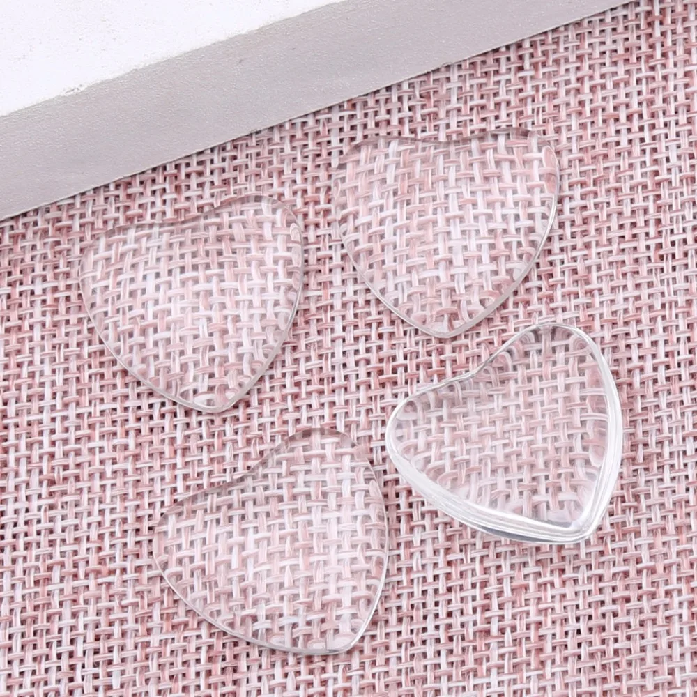 

reidgaller 20pcs transparent clear glass cabochons 20mm 25mm 30mm heart shape flat back diy jewelry findings