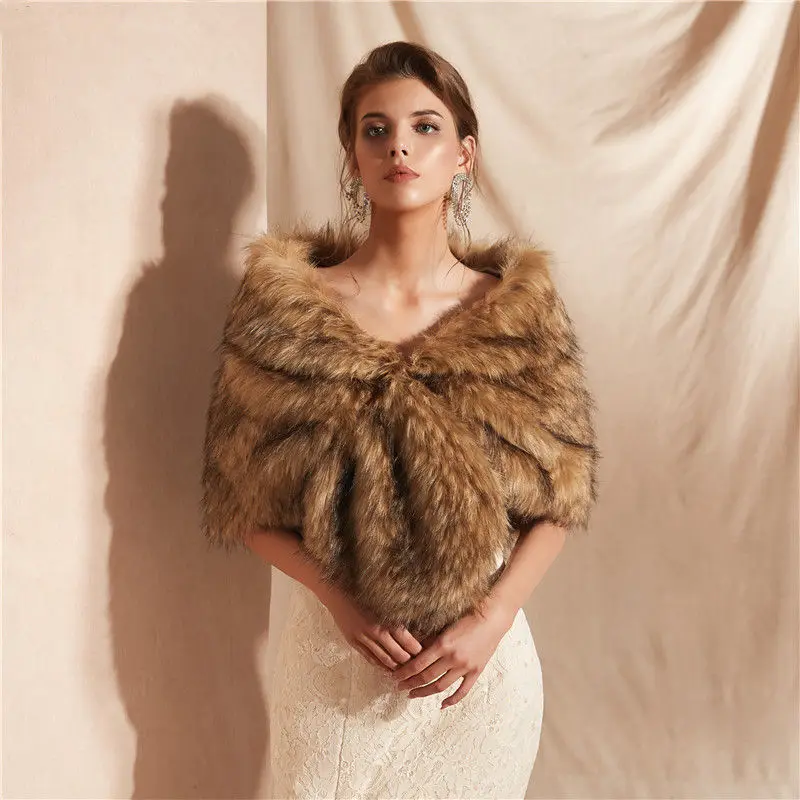 Зимние Болеро цвета слоновой кости белый накидка из искусственного меха для