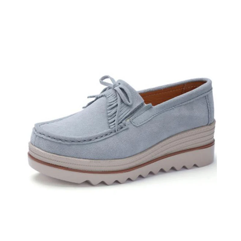 tassel grey Прямая поставка; коллекция года; женские замшевые лоферы на платформе; обувь с перфорацией; сезон лето; повседневная обувь на танкетке; слипоны; криперы; мокасины; ZSTM107 - Цвет: tassel grey
