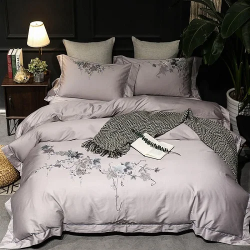 bedding set 3 Queen Комплект постельного белья королевского размера роскошный Египетский хлопок белый серый комплект постельного белья простыня пододеяльник parrure de lit juego de cama - Цвет: bedding set 3
