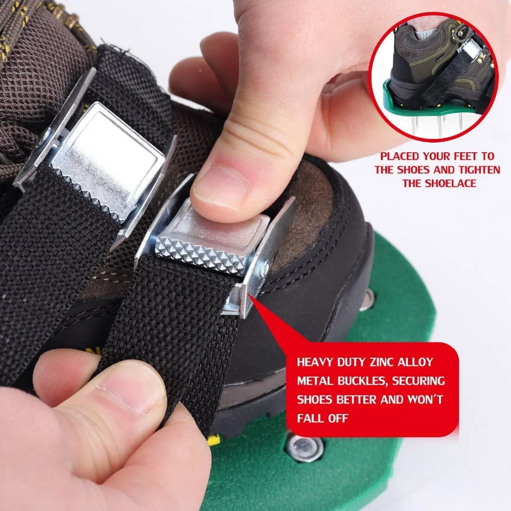 

30 * 13cm Grass Spiked Gardening Walking Revitalizing Lawn Aerator Sandals Shoes 1 Pair (Green)