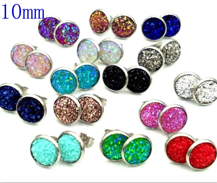 Новые 50 пар нержавеющая сталь Druzy Русалка из смолы рыбья чешуя узор купольное
